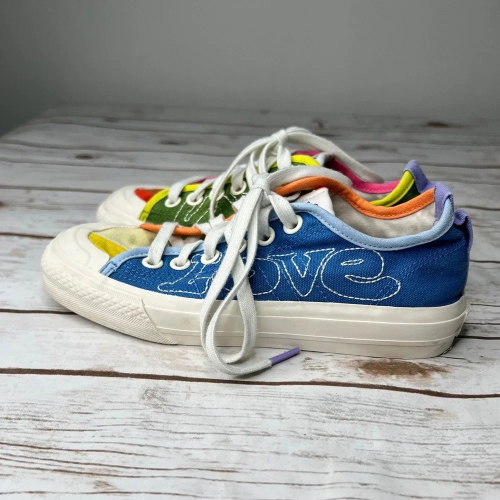 Adidas Nizza Pride Love Unites Multicolor Patchwork Low Top Sneakers Size 6.5